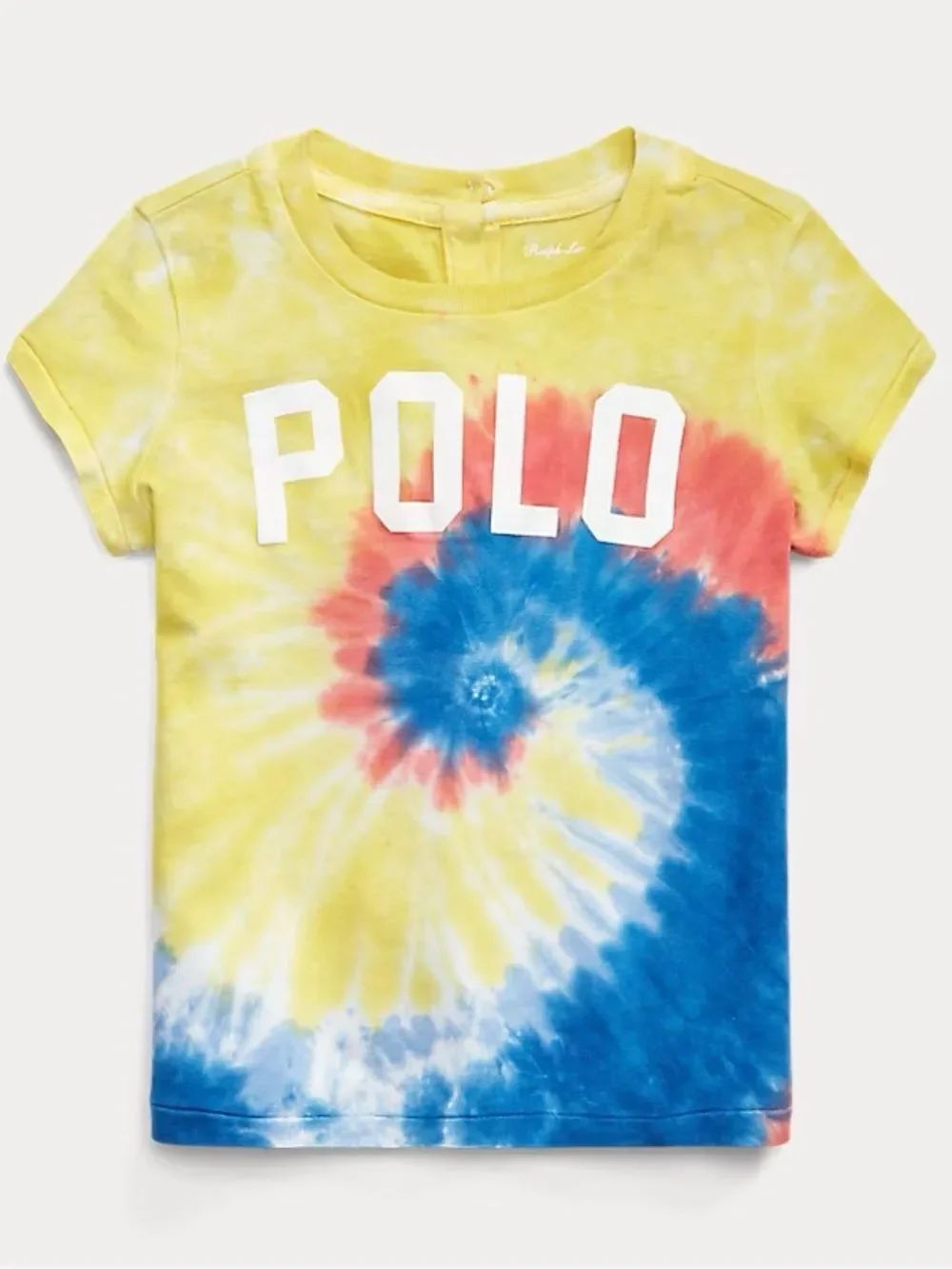 Polo Ralph Lauren Girls Tie Dye T Shirt Yellow Pink Blue Logo Tee 6X